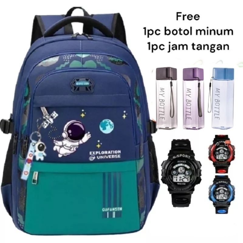 Tas sekolah anak laki laki astronot tas ransel untuk anak SD SMP FREE