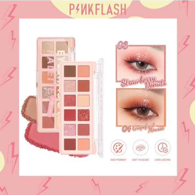 PINKFLASH Eyeshadow Palette Pink Dessert 12 shades High Pigment Long-lasting Soft-smooth