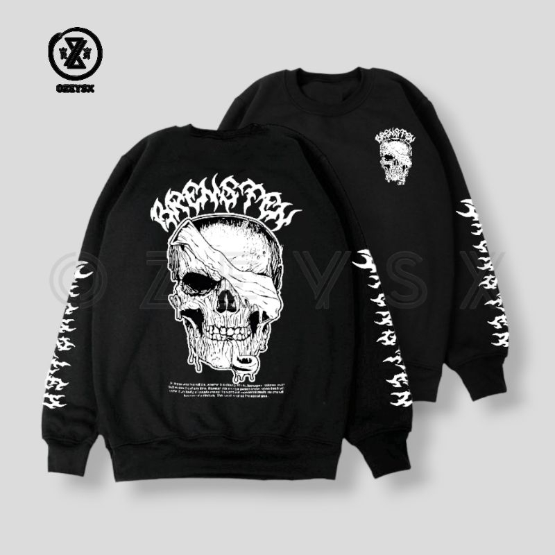 Sweater Crewneck Skull Brensten Cotton Hight Premium M-XXL Sweater Sunmori Tengkorak Premium Cotton - Crewneck SweaterTshirt Anak Motor