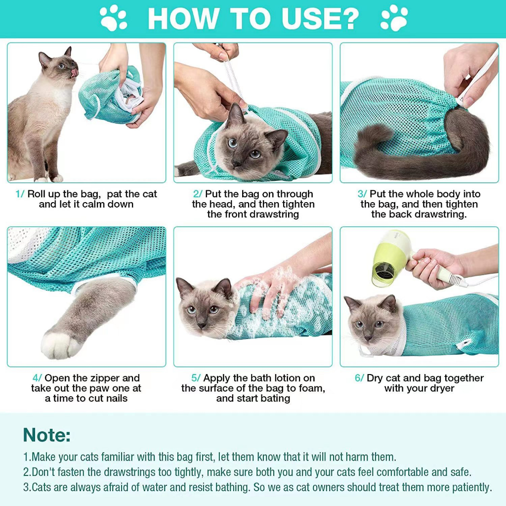 Kantong Mandi Kucing Pet Grooming Bag Pet Shower Bath