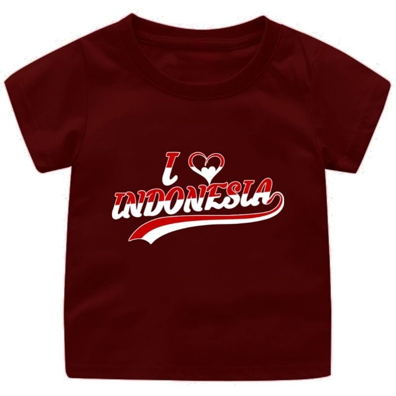 Baju Kaos Anak i Love indonesia usia 1-12Tahun