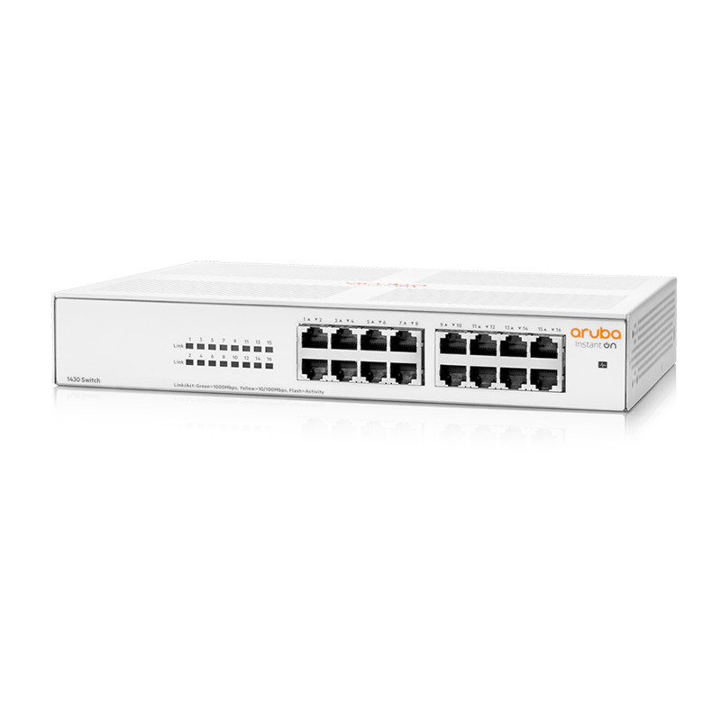 HP R8R47A Aruba Instant On 1430-16G 16 Port Gigabit Unmanaged Switch GARANSI RESMI | Pengganti type HP JH016A