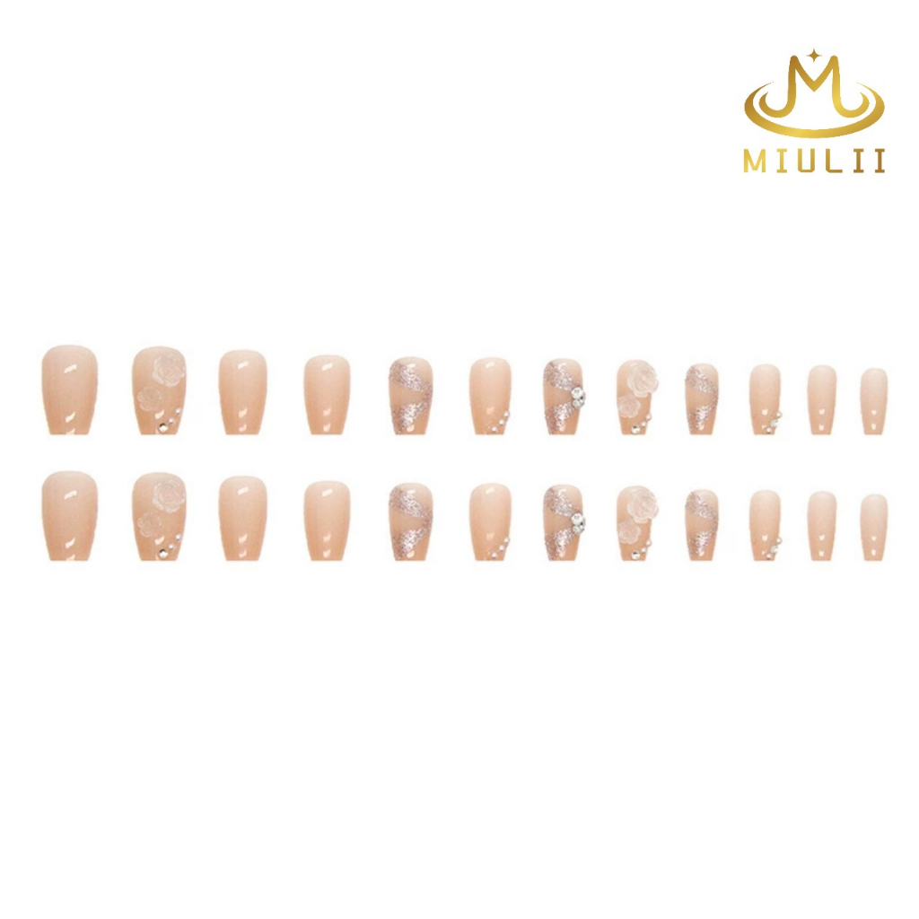 MIULII / KUKU PALSU A0747  / 24PCS / 3D / NAIL ART / PREMIUM / CUTE / FREE LEM JELLY / KUTEK