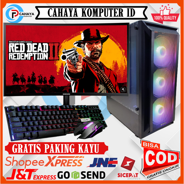 PC Gaming Editing Intel i7 6700 Ram 16GB SSD 256GB Monitor 24 Inch Keyboard Mouse Siap Pakai