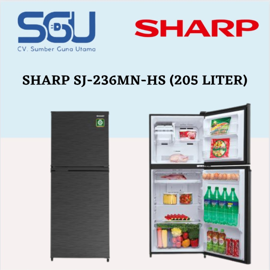 SHARP SJ-236MN-HS KULKAS 2 PINTU SJ236MN HS SJ 236MNHS SJ236MNHS