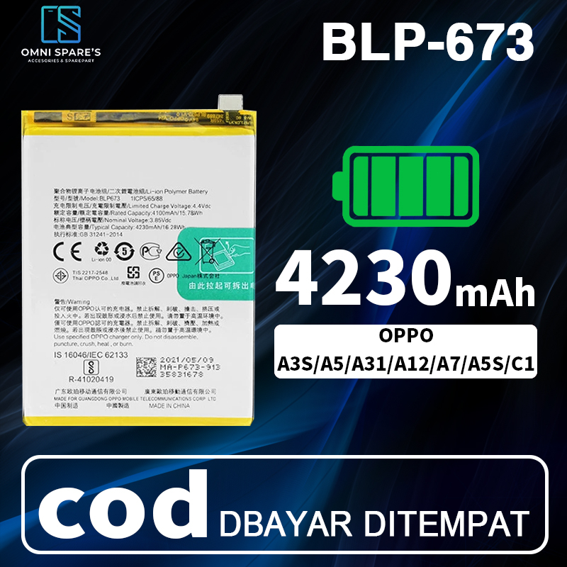 Baterai Batre OPPO A3S / A5 / A31 / A12 / A7 / A5S / C1 BLP-673