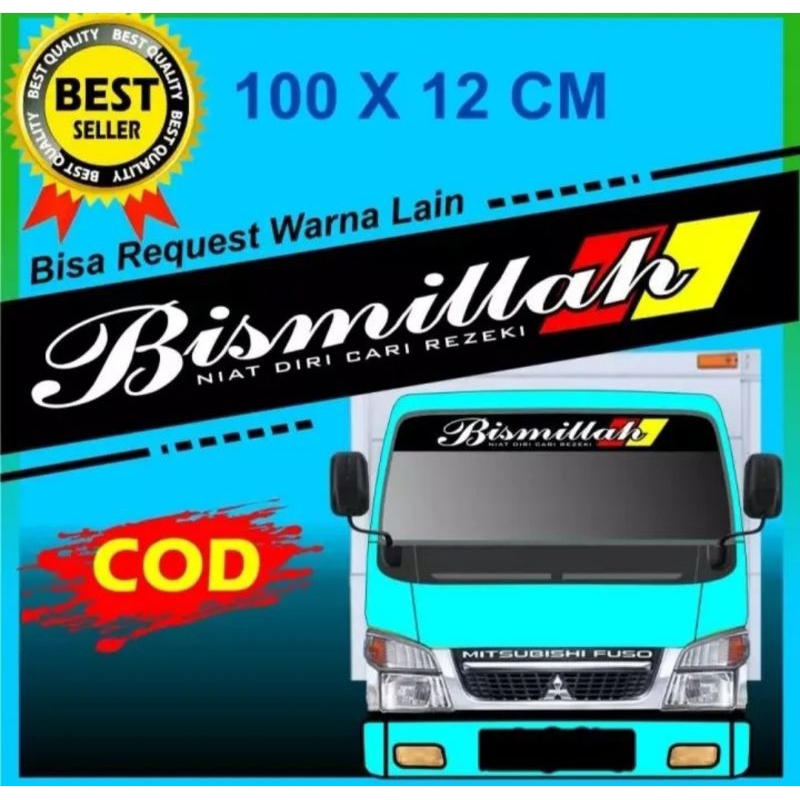 Stiker Reflektif untuk Kaca Mobil dan Truk dengan Tulisan Bismillah Ukuran 12cm x 100cm