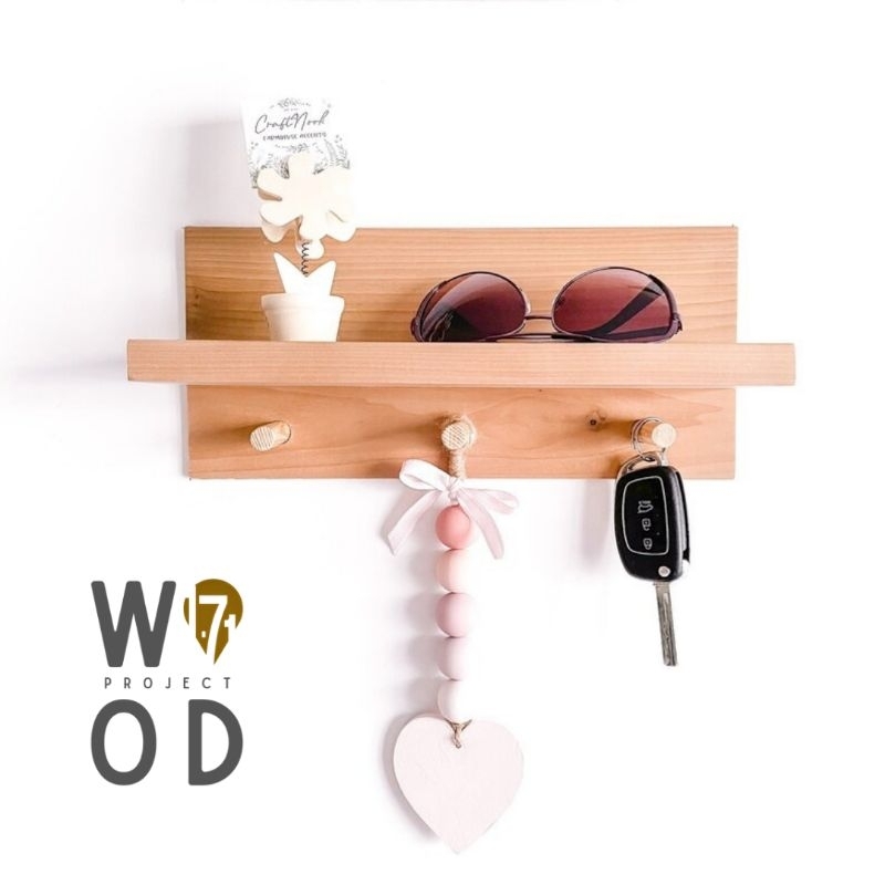 rak dinding kayu gantungan kunci minimalis aesthetic murah berkualitas / ambalan dinding / rak gantu