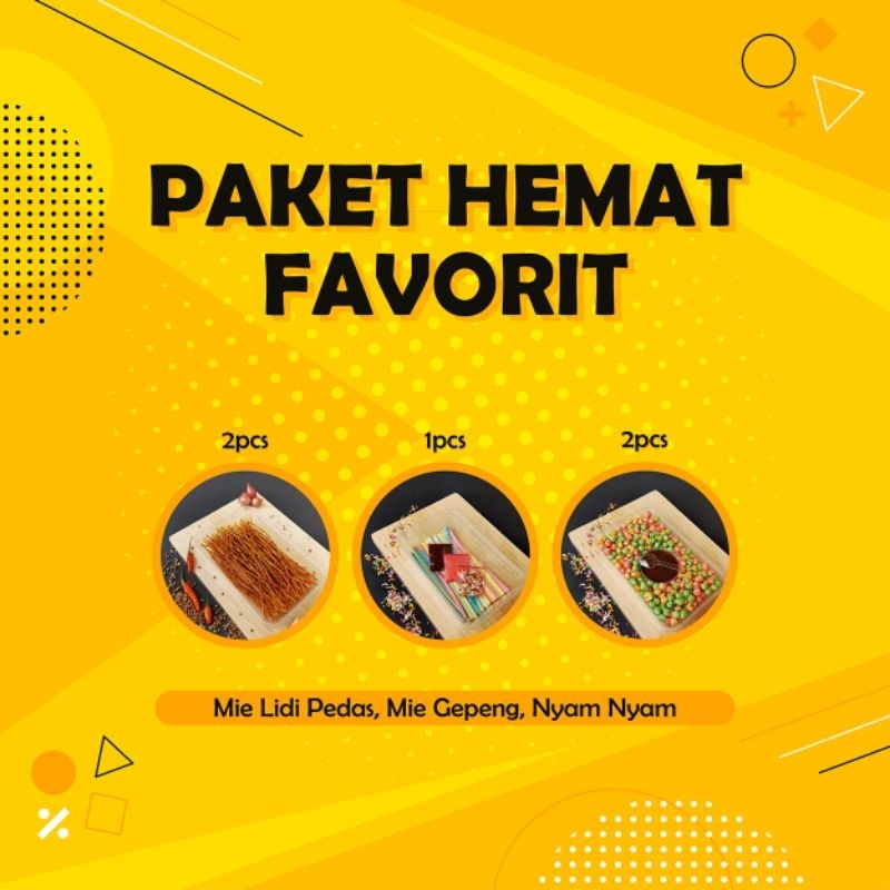 

PAKET HEMAT FAVORIT - MIE LIDI PEDAS, NYAM-NYAM, MIE GEPENG MANIS
