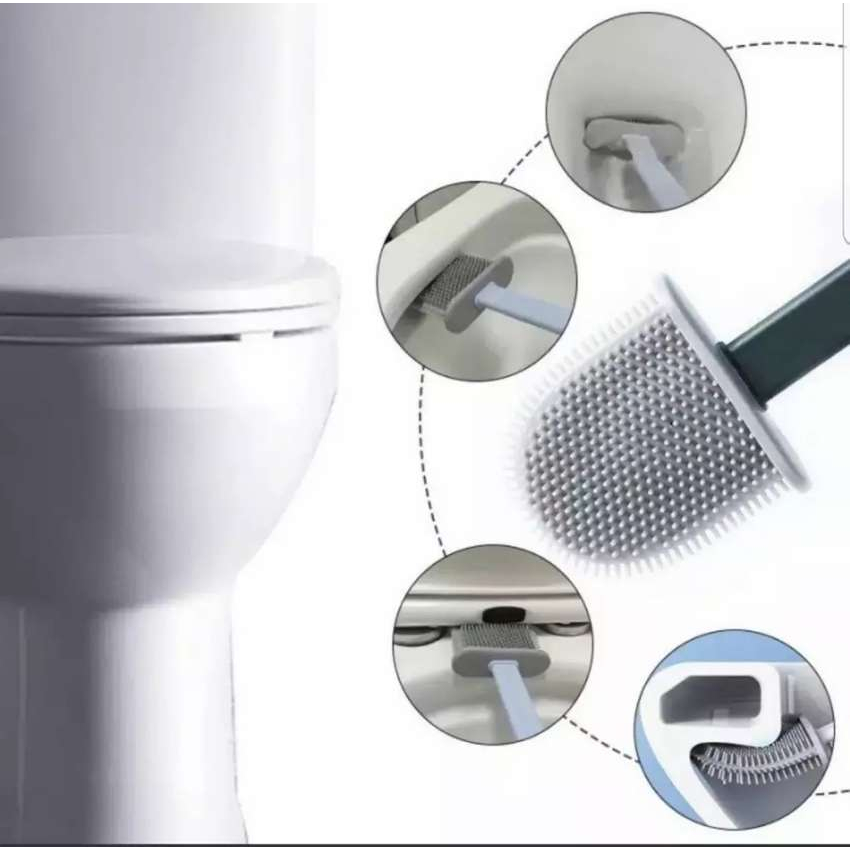 Sikat Toilet WC Silikon Dengan Wadah Toilet Brush Sikat Pembersih WC