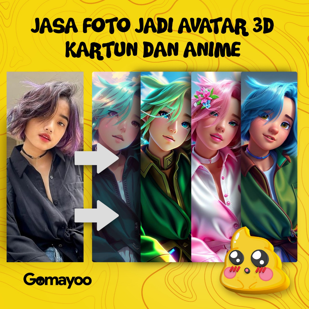 Foto Jadi Avatar 3D Kartun dan Anime / Edit Foto Kartun