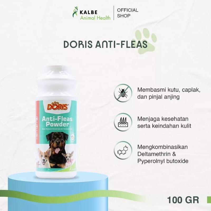 Doris Bedak Anti Fleas 100gr | Bedak Pembasmi Kutu Anjing | Bedak Anjing - Bedak Doris
