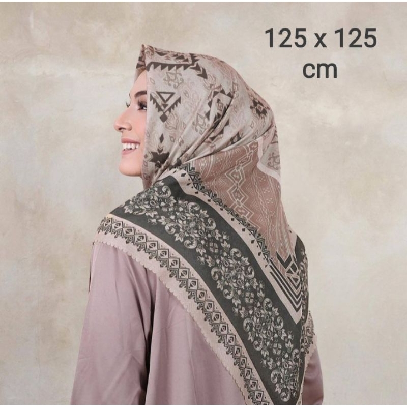 SALE HIJAB / NIMAA COKLAT SYARI / COD / KERUDUNG VOAL MOTIF / SEGI EMPAT SYARI / JILBAB TERBARU / LA