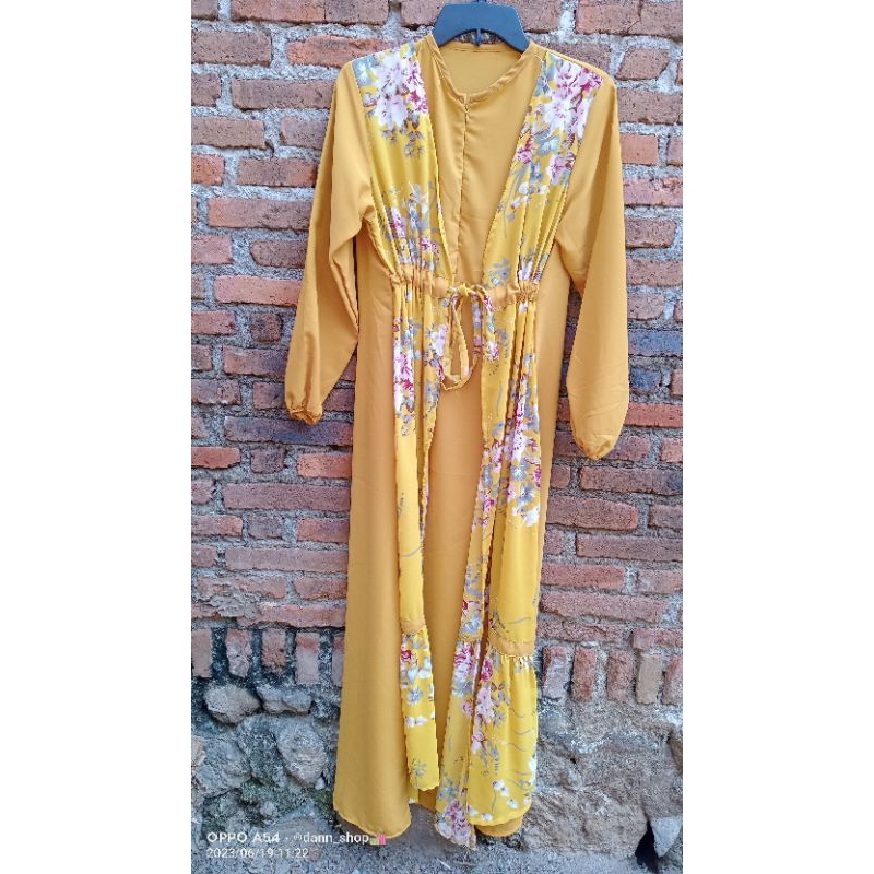 GAMIS MOTIF BUNGA OUTER / GAMIS OUTER MUSTARD / GAMIS CERRUTY