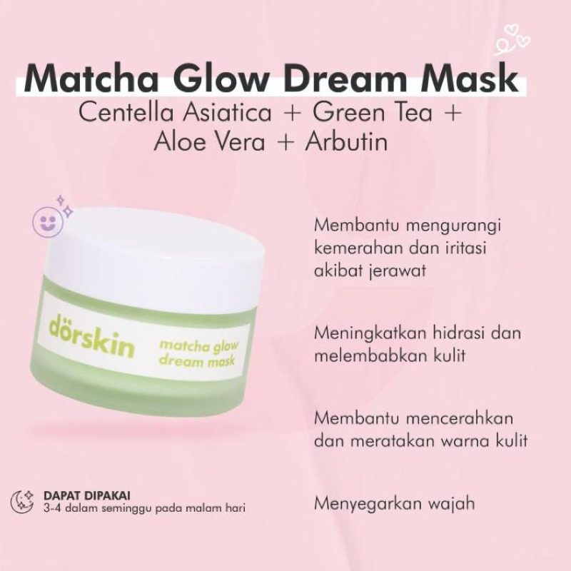 Dorskin Moisturizer Matcha Glow Dream Sleeping Mask Brightening Masker