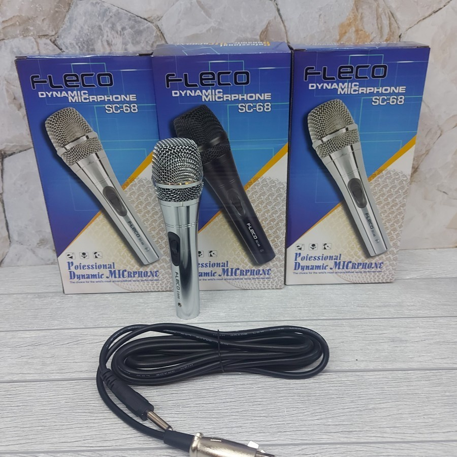 Fleco SC-68 Dengan Kabel Mikrofon Dynamic Microphone Mic Karaoke Profesional Microphone / Mik Mikrofon Mikrophone Kabel Jack Besar 6.5mm Fleco SC68 | FMS