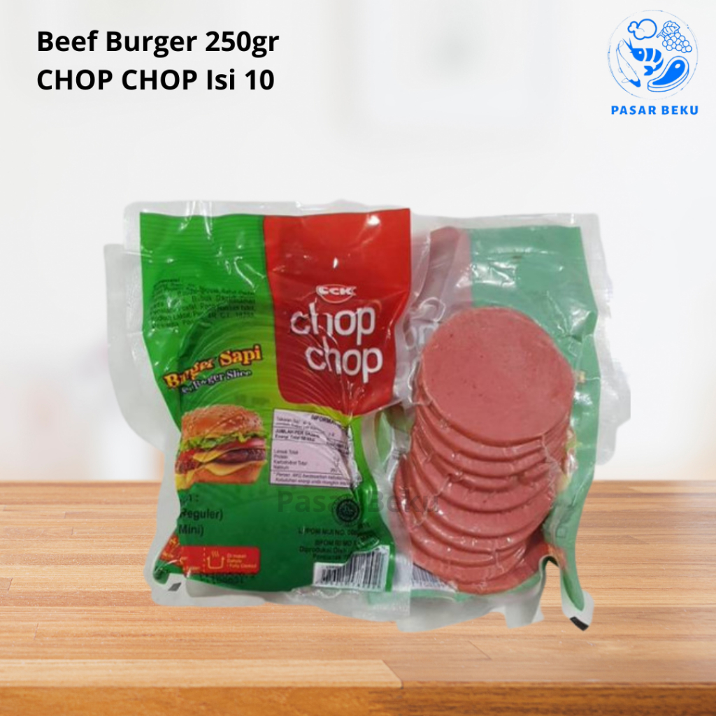 

(Khusus AREA SUMBAR) Beef Burger Chop Chop Brand Isi 10 250gr Isian Burger Frozen Food Pasar Beku Padang