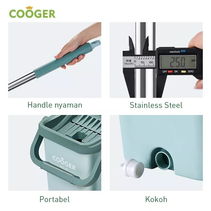 Alat Pel lantai praktis dengan ember 2 Sekat pencucian