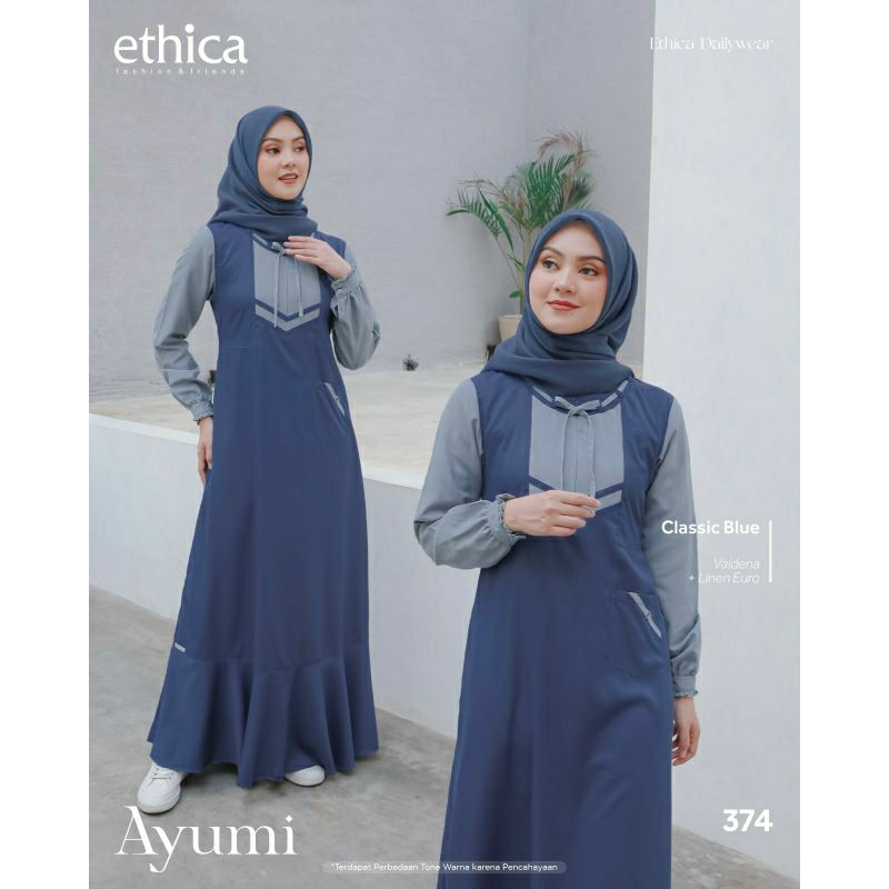 Ethica Ayumi 374 Silver Blue Ethica Ayumi 374 Classic Blue Ethica Ayumi 374 Maroon Baju Muslim Gamis Dress Premium Terbaru Ori Lebaran 2023