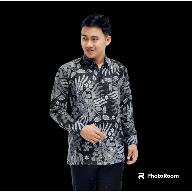 NEW ARRIVAL DISTRO KEMEJA BAJU BATIK PRIA LENGAN PANJANG PRIA COWO COWOK BORDIR SOGAN HRB026 MODERN