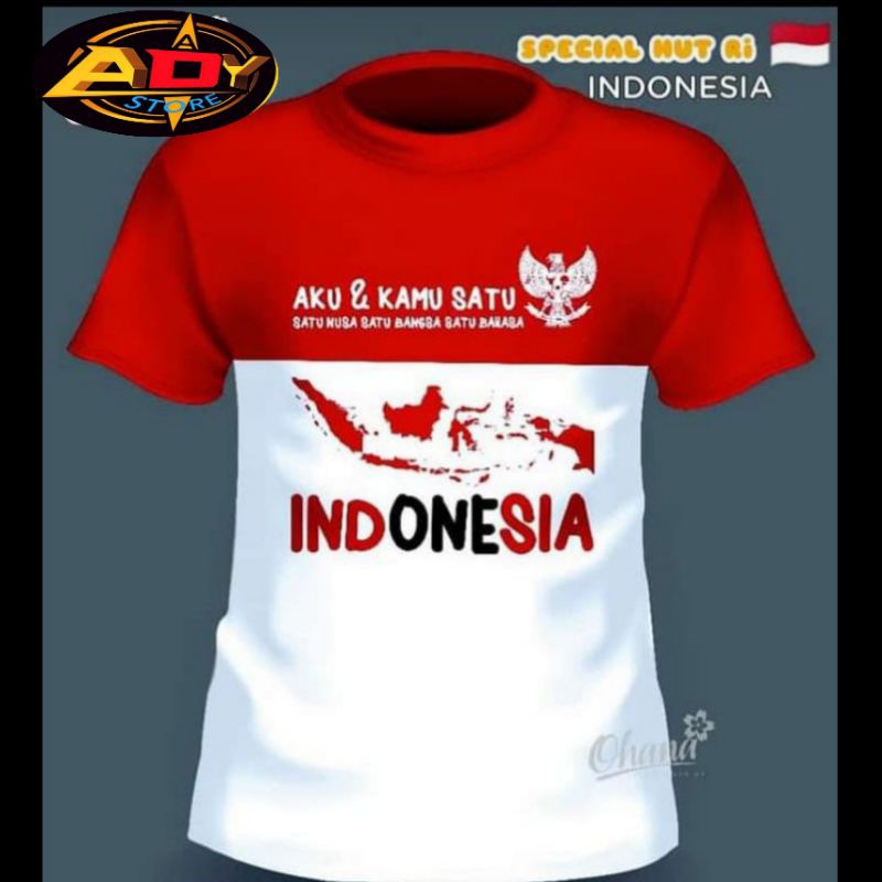 KAOS MERAH PUTIH INDONESIAKU 17 AGUSTUS HUT RI 79 TH BIG SIZE M L XL 2XL 3XL 4XL 5XL 6XL  KAOS JUMBO