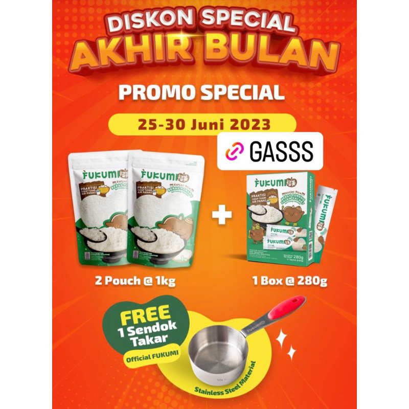 

promo buy FUKUMI Beras Porang 2kg + 1box (7 sachets) FREE Sendok Takar (worth 88k)