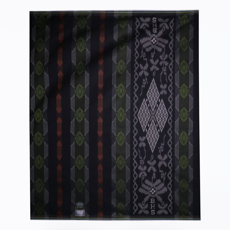 Sarung BHS Classic Silver Motif Kawung Lampion Hitam Hijau