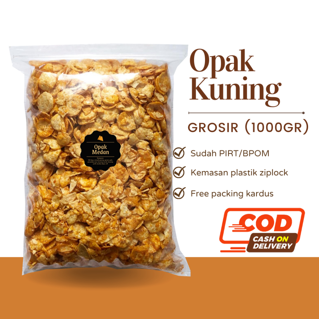 [DELISH SNACKS] Opak Medan Kuning (Grosir) 1000gr / Snack Cemilan Camilan Pedas Manis / Opak Singkong Mini / Merah Kuning