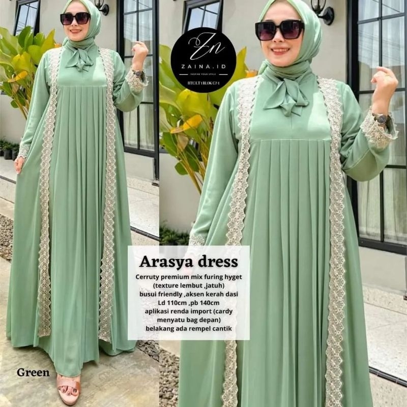 dress (ARASYA DRESS) maxy gamis perempuan brukat  dres brokat muslim baju kondangan maxi pesta modern import murah