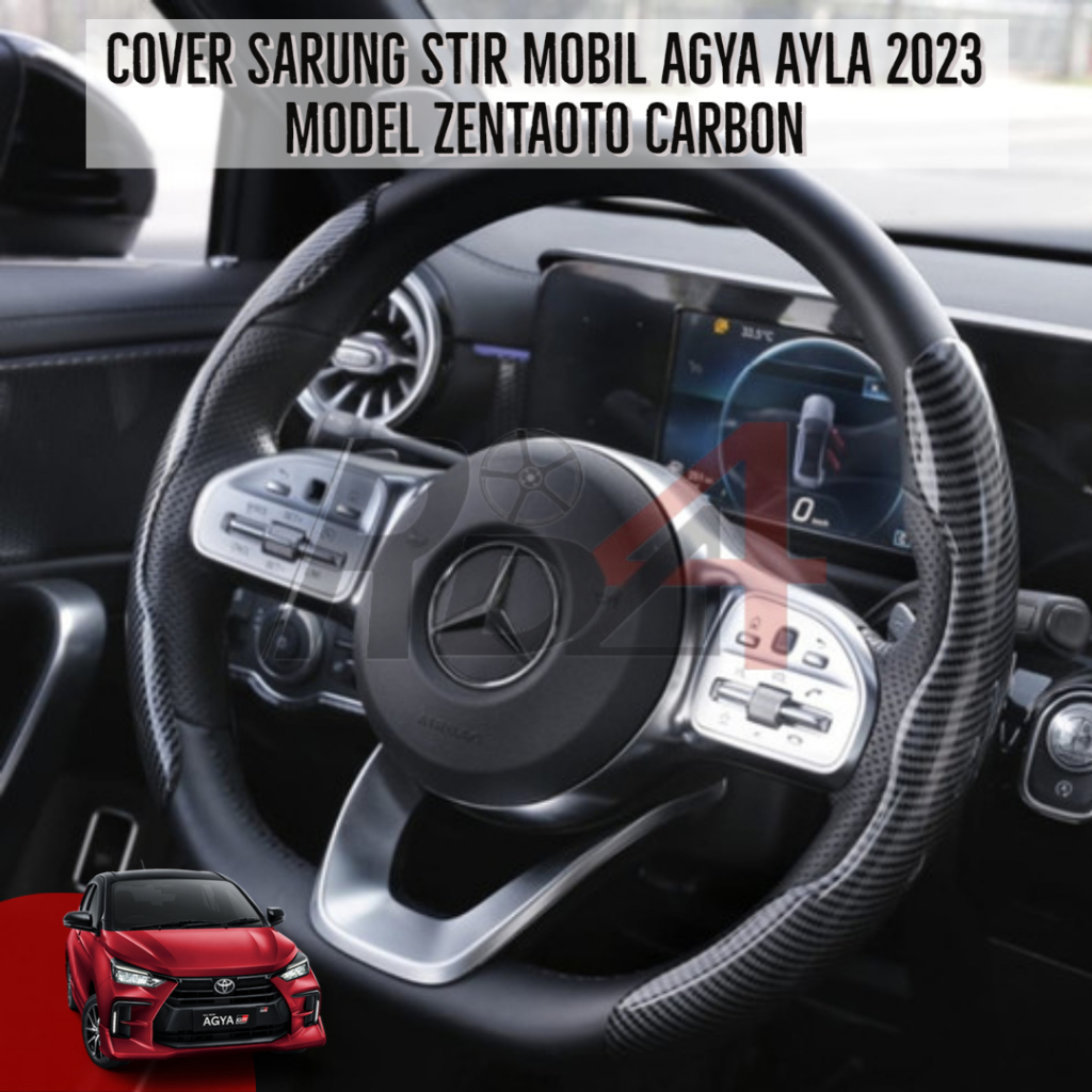 Sarung Steer Mobil Cover Stir Mobil AGYA AYLA 2022 2023 Model Zentaoto Universal Carbon