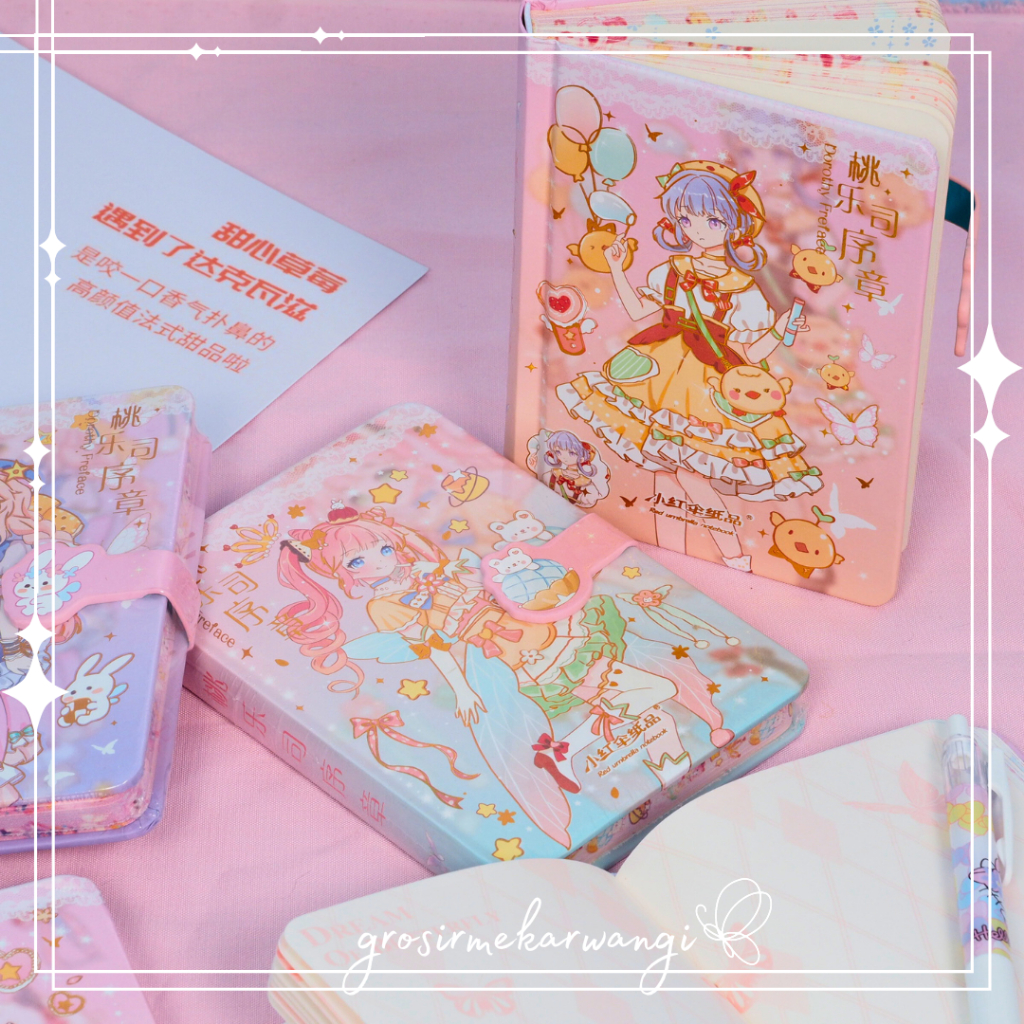 Buku Diary Anime Girl Karakter Motif Notebook Magnetic Kawaii Catatan Journal Planner Lucu Hardcover