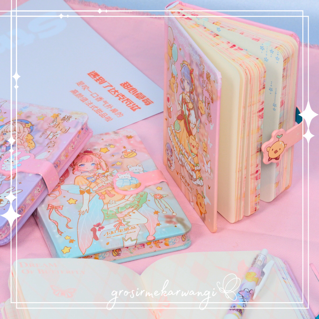 Buku Diary Anime Girl Karakter Motif Notebook Magnetic Kawaii Catatan Journal Planner Lucu Hardcover