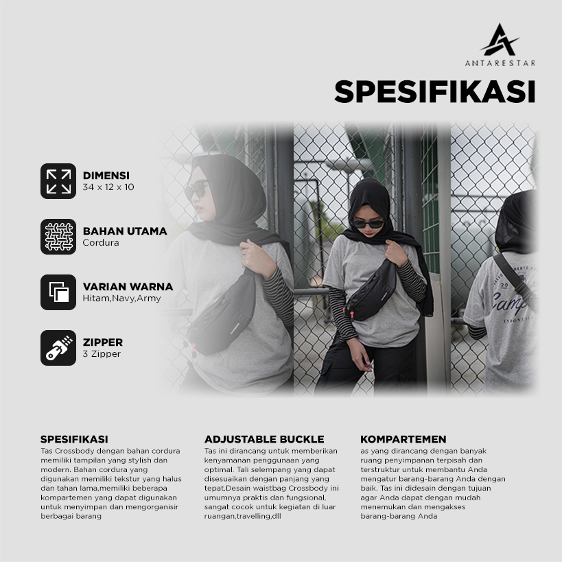 Tas Selempang Waist Bag Olahraga Pria Antarestar Tas Pinggang Tas Waistbag Tas Slempang Pria Keren