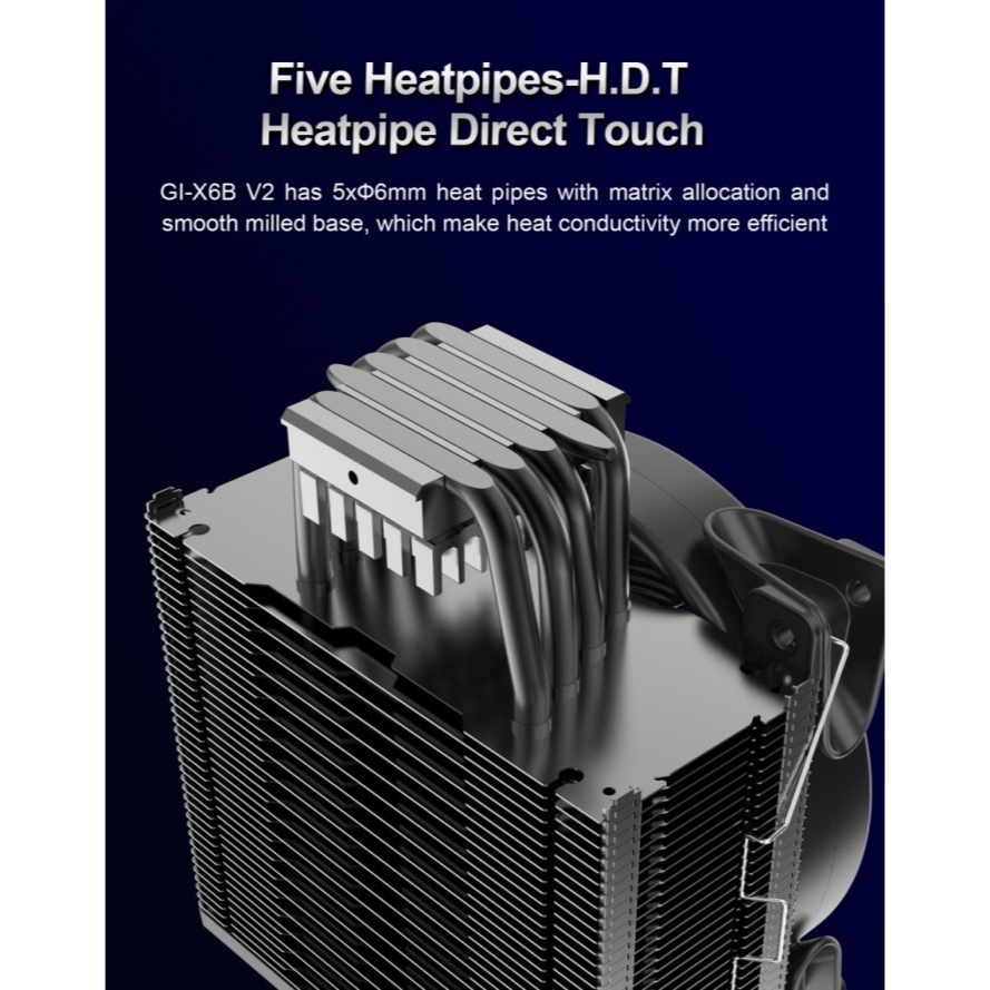 PCCooler GI X6B V2 BLACK Edition Tower Cooler with 6 Heatpipes
