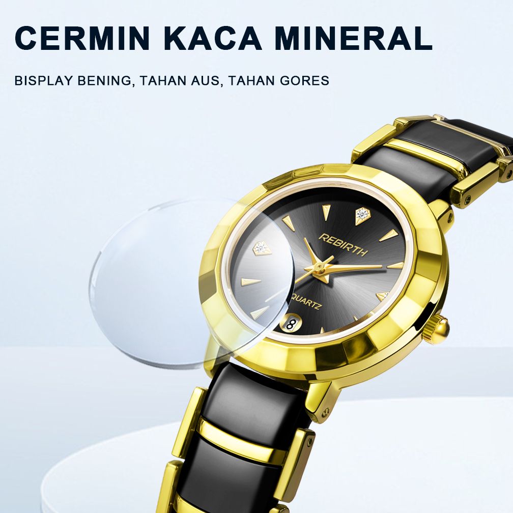 REBIRTH 2060 Jam Tangan Wanita Original Berlian Anti Air Analog Bisnis Kuarsa Jam Tangan Cewek