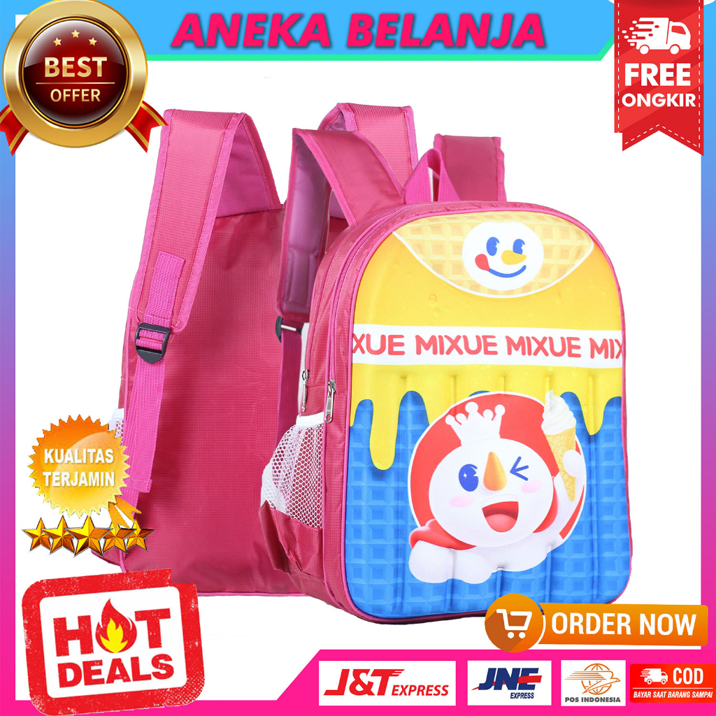 Tas Sekolah Anak Perempuan Import Karakter Mixue Kekinian Backpack Anak Cewek TK SD SMP Terbaru Bahan Kuat Awet Ransel Anak Trendy Ngaji LES TPQ Murah Premium Berkualitas Tas Gendong Anak Hangout Outdoor Terlaris Tas Punggung Anak Multifungsi