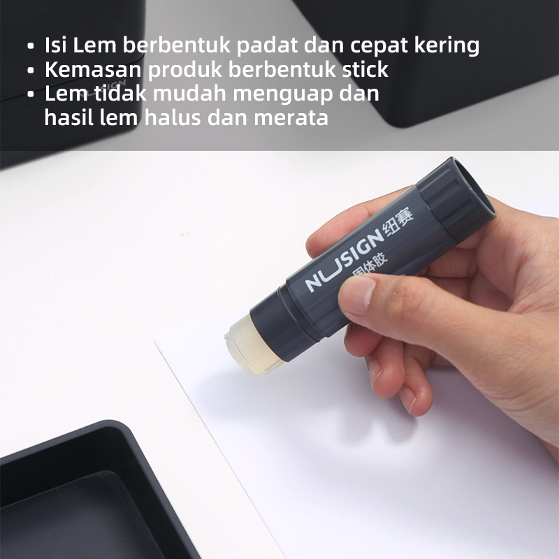 Nusign Glue Stick / Lem Stick 15g Cepat Kering Design Warna Hitam NS193