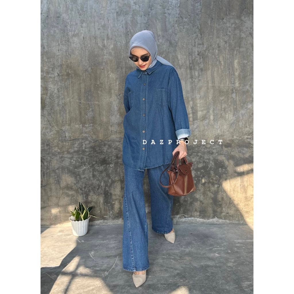 Kemeja Jeans Oversized Kode 0506 Kemeja Denim Korea by Dazproject