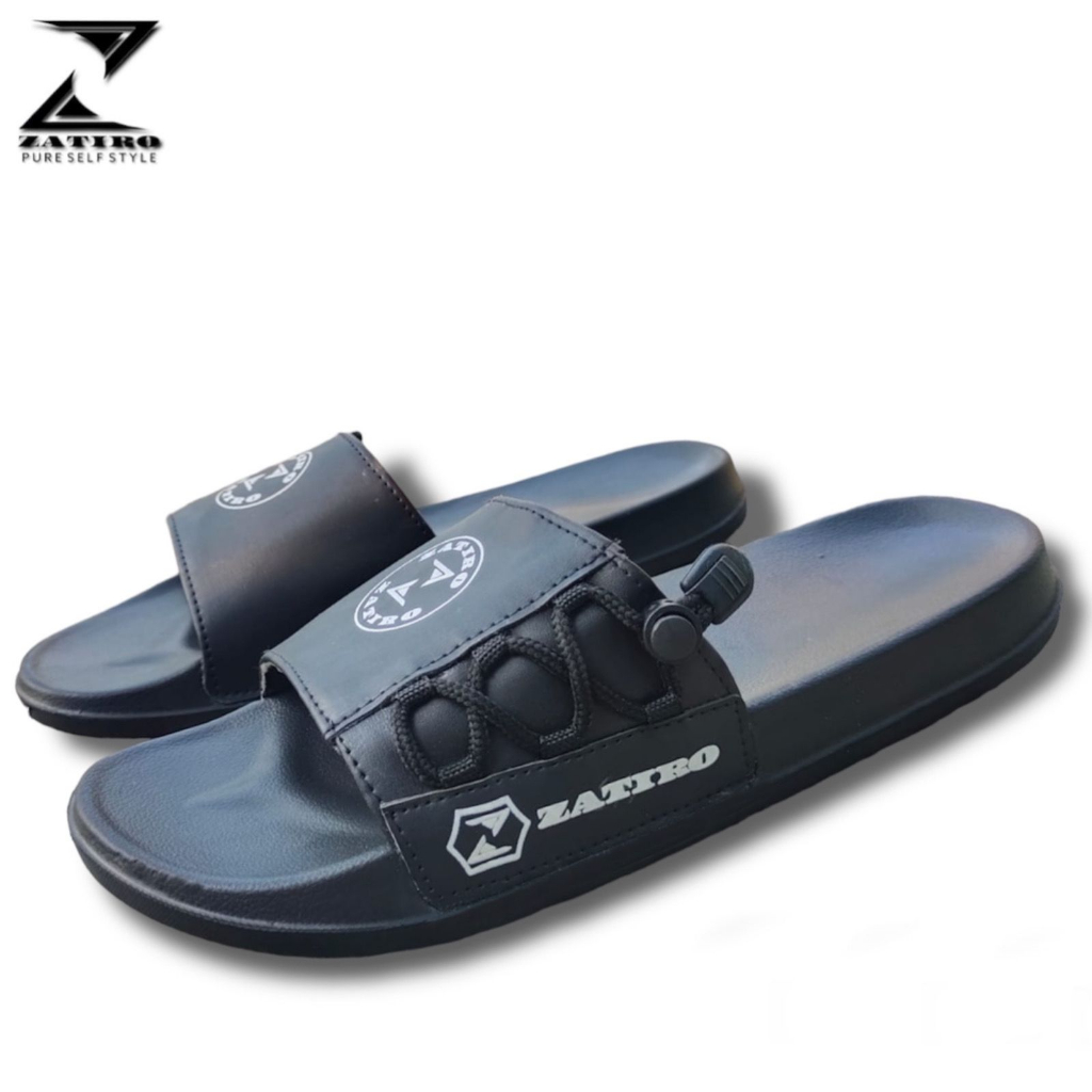 HARGA BOMBASTIS SALE!! SANDAL Termurah Pria Wanita Anti Slip ZTR Slide on  / Sendal Slop Santai Selop Karet Kokop Empuk FullHitam