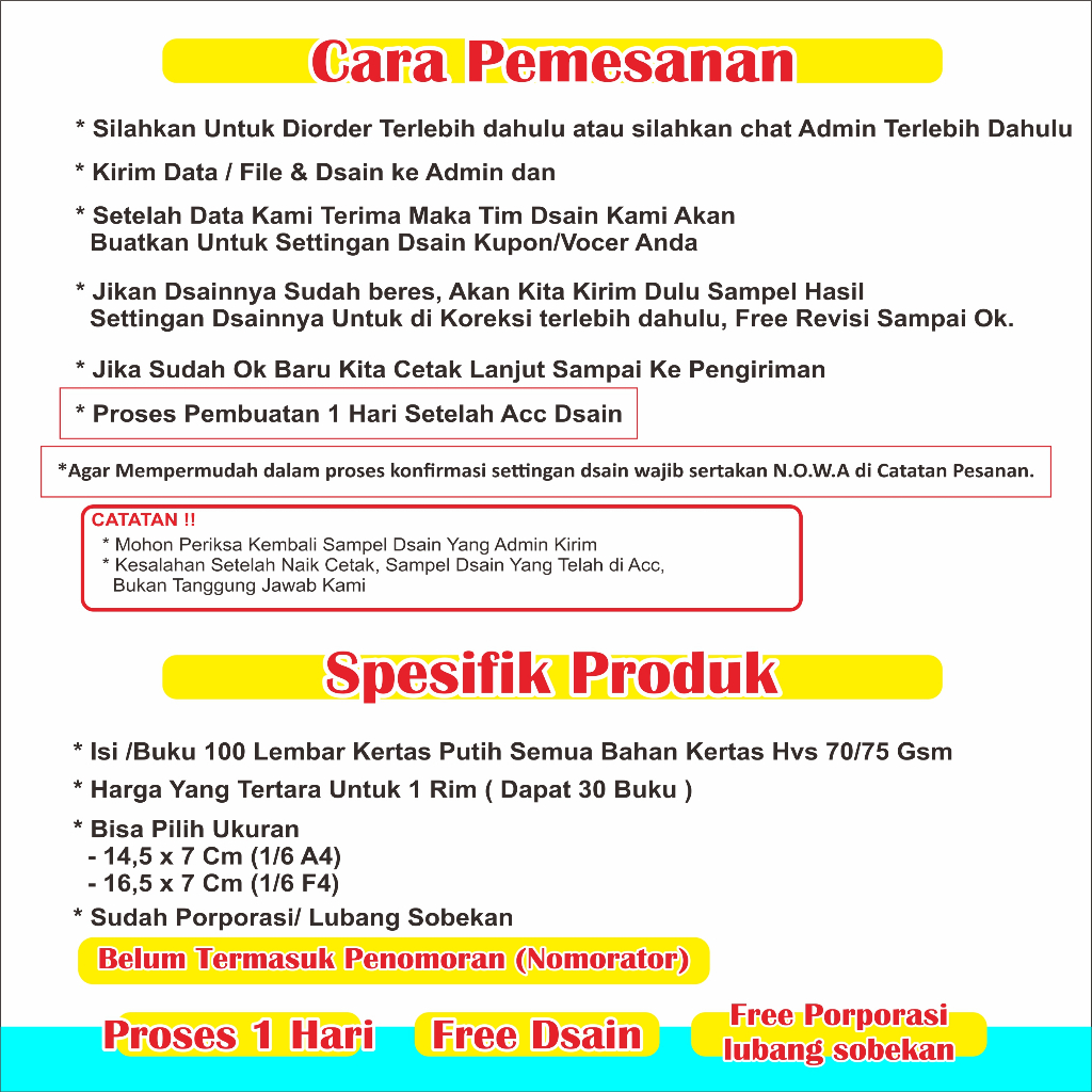 

HJK CETAK KUPON KARCIS VOCER CUSTOM 1 RIM Buku kupon custom kupon undian kupon karcis parkir