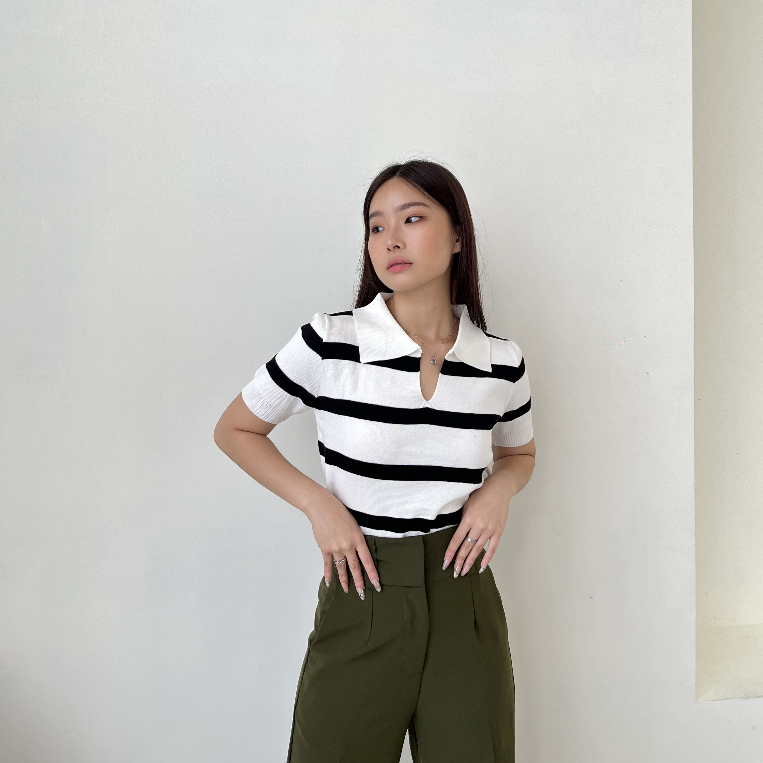 Gail Knit Top / Atasan Polo / Blouse Rajut / Casual Top / Korean Style