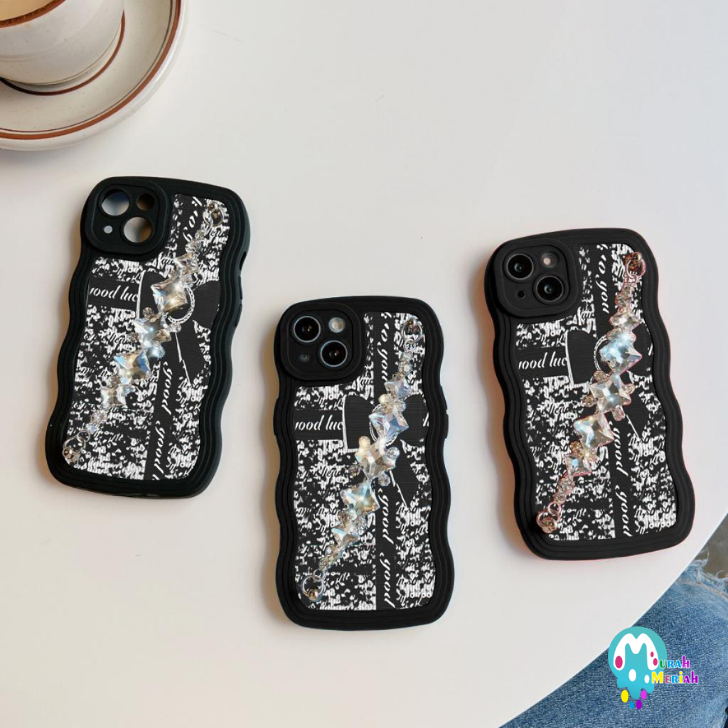 GC34 GC43 CASE CASING SOFTCASE SILIKON WAVY CARACTER RANTAI DIAMOND GRIP FOR REALME C1 A3S C2 A1K 3 