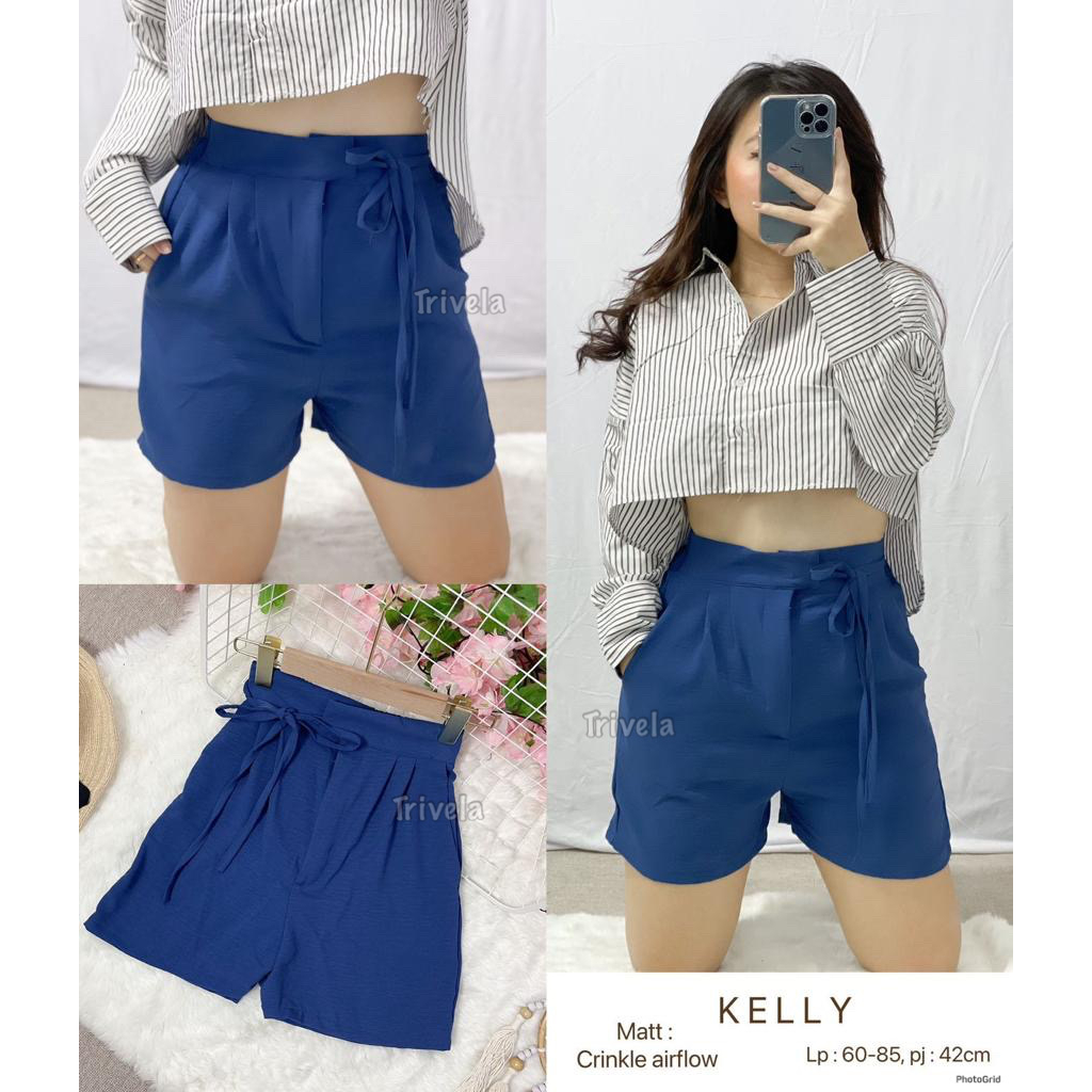 Trivela - ChaYoung Short Pants 8 Warna l Celana Pendek Wanita Cringkle - Cringkle Hotpants Tali - Kelly SJJ