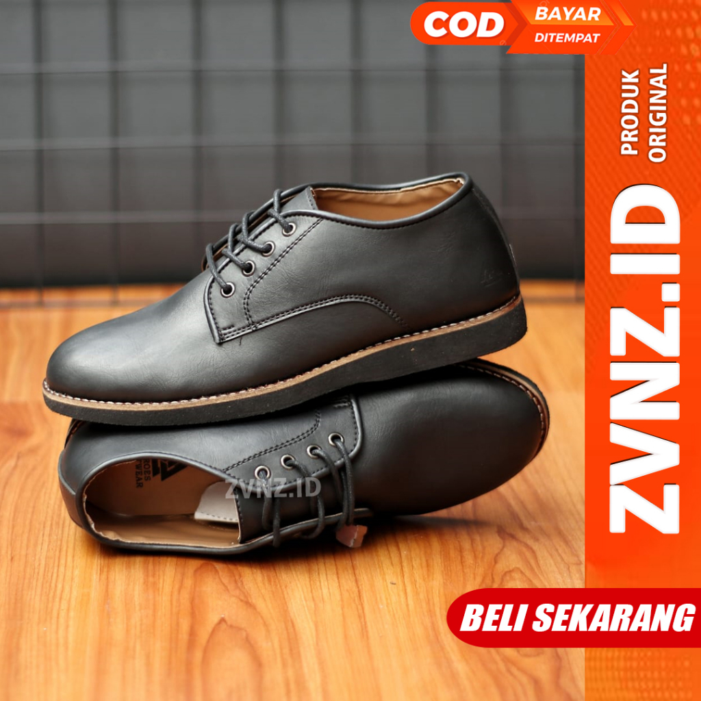 ZVN Jackson Black Sepatu Pantofel Pria Formal Kerja Casual Original