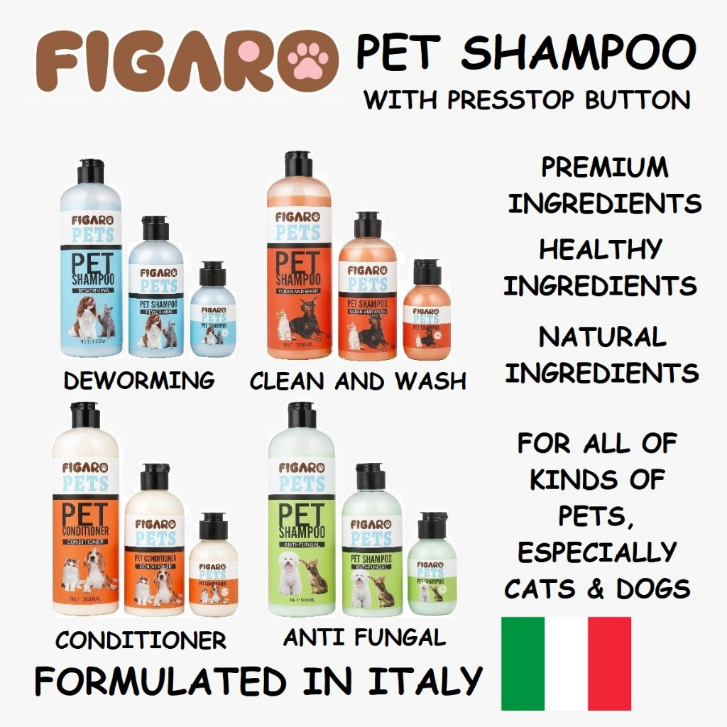 LUCKYMALL FIGARO SHAMPOO KUCING ANJING HEWAN 100 mL Anti Kutu Pelembut Jamur Rontok Tick Flea Fungal Fungi Conditioner Deworming Clean Wash Bersih Wangi Fragrant Shampo Sampo Sabun Mandi Grooming PREMIUM IMPORT ITALY ITALIA CAT DOG CATS DOGS