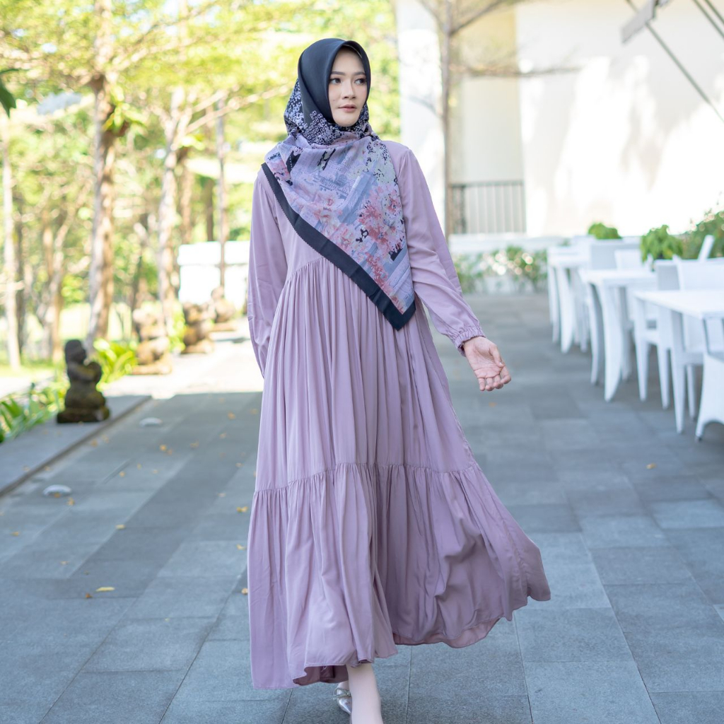 AIJO - Dress Panjang 3 Layer - Dress Panjang Wanita