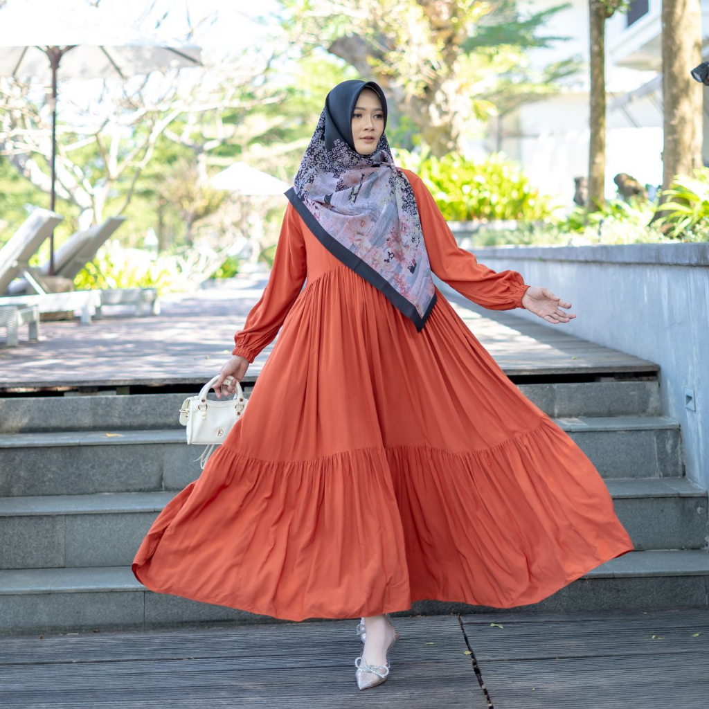 AIJO - Dress Panjang 3 Layer - Dress Panjang Wanita