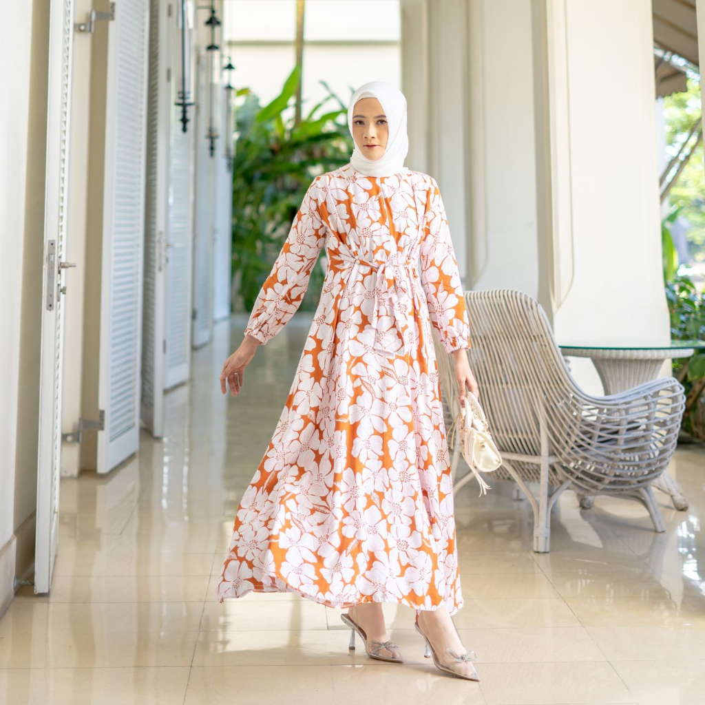 AIJO - Dress Anne Motif Bunga - Fashion Hijab Dress