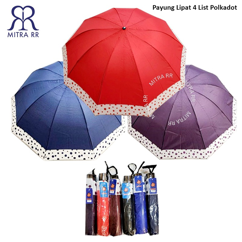 Payung Lipat 4 Jumbo 316 List Polkadot 10 Jari