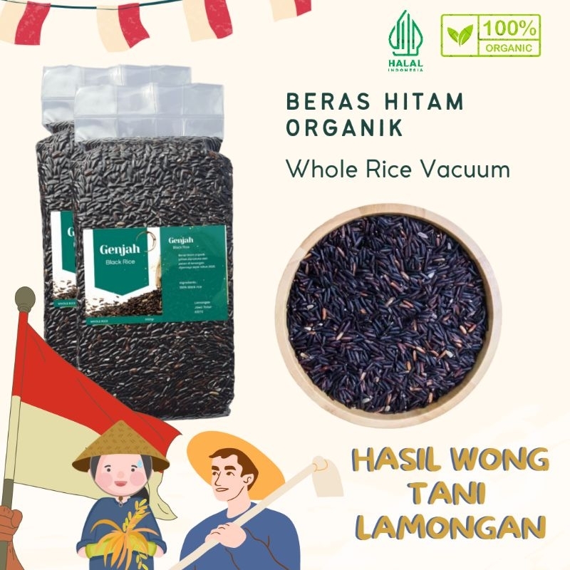 

Beras Hitam Organik Genjah 2kg Kemasan non vakum kemasan super tebal